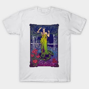 Art Nouveau Lady (green/pink) T-Shirt